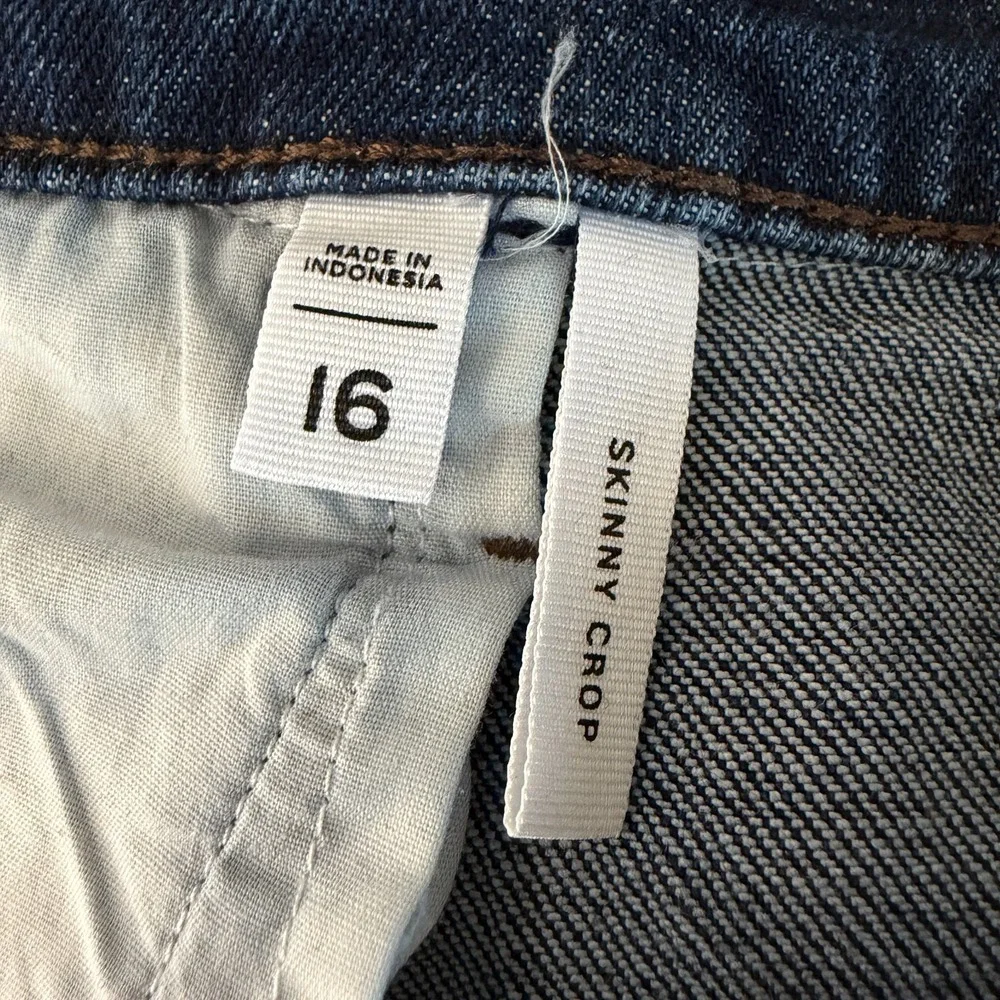 Loft Outlet Skinny Crop Jeans Women 16 (38x24.5) Blue Denim Frayed Hem Dark Wash